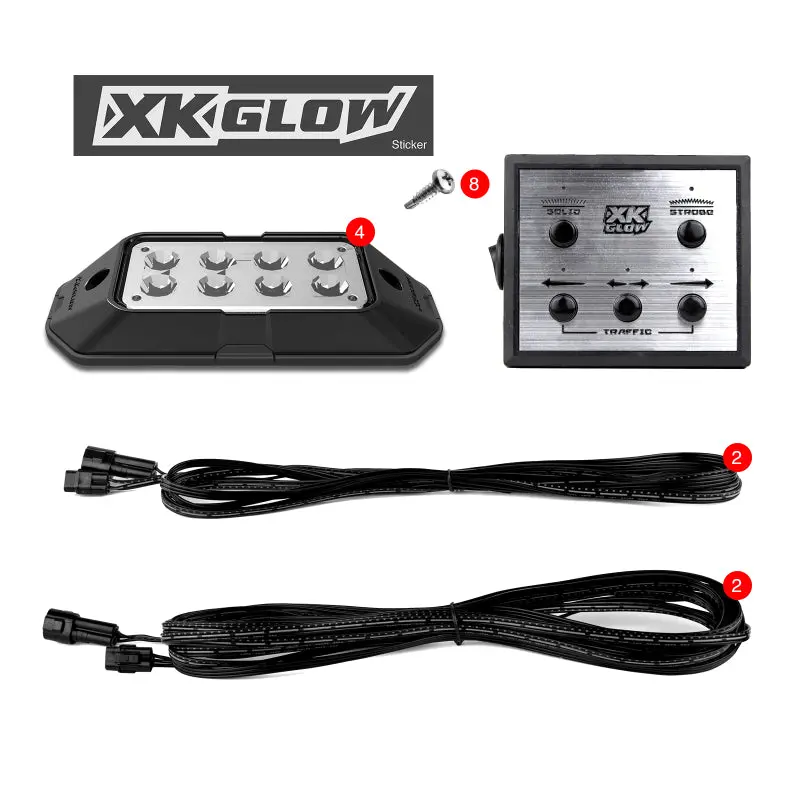 Xk Glow Strobe Pod Lights W/ Traffic Modes Ultra Leds Multiple Modes + Solid On - Red + Blue 4Pc 1